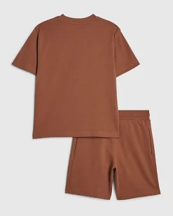 Boys Brown RR T-Shirt And Short Sets