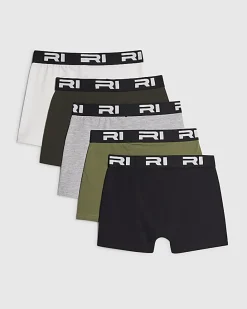 Boys Khaki Pack Of 5 Boxers