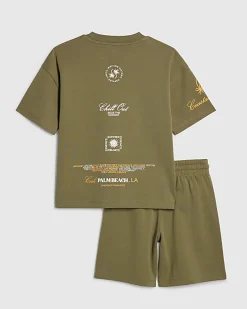 Boys Khaki Palm Beach T-Shirt Set