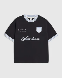 Boys Navy Football Rib T-shirt