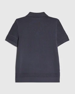 Boys Navy Knitted Shirt
