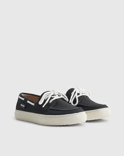 Boys Navy Laced Boat Shoes
