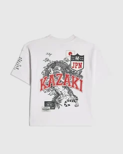Boys White Oversized Kazaki Japanese T-Shirt