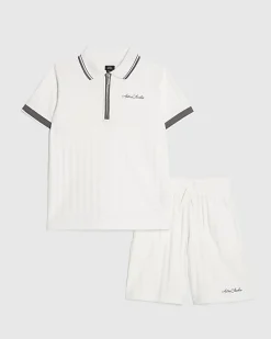 Boys White Polo Shirt And Shorts Set
