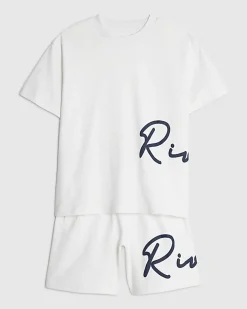 Boys White River T-Shirt And Shorts Set