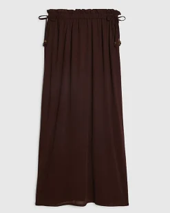 Brown Chiffon Tie Side Maxi Skirt