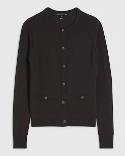 Brown Crew Neck Knitted Cardigan
