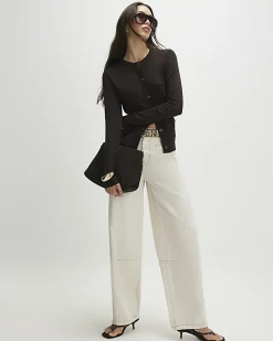 Brown Crew Neck Knitted Cardigan