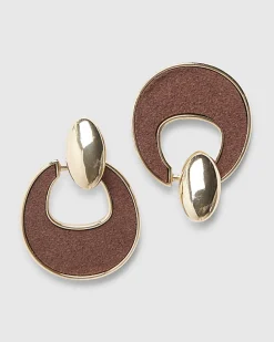 Brown Door Knocker Earrings