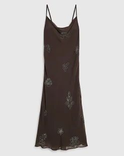 Brown Embellished Maxi Dress