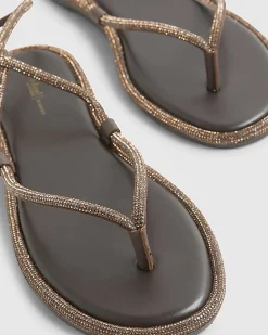 Brown Embellished Twist Mule Sandals