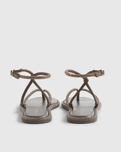 Brown Embellished Twist Mule Sandals