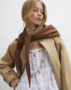 Brown Faux Suede Multi Wear Scarf