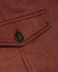 Brown Faux Suede Pocket Detail Shirt