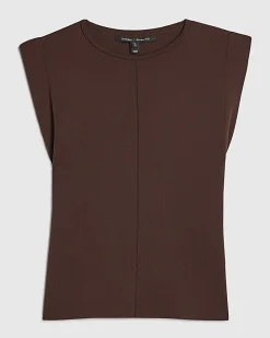 Brown Fitted Knit Sleeveless Top