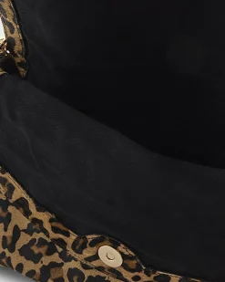 Brown Hair on Leopard Print Shoulder Bag