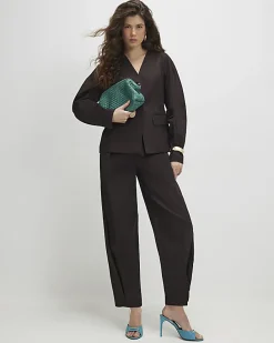 Brown High Waisted Tapered Trousers
