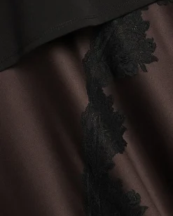 Brown Lace Hybrid T-Shirt Maxi Dress