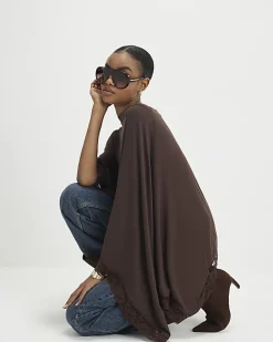 Brown Lace Trim Cape