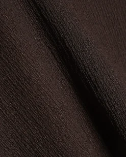 Brown Lace Trim Textured Halter Neck Top