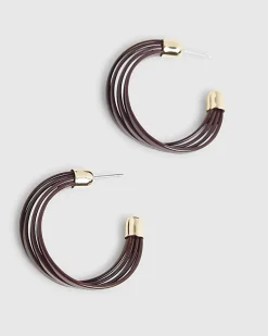 Brown Layered Hoop Earrings