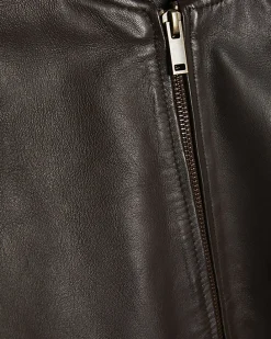 Brown Leather Bomber Jacket