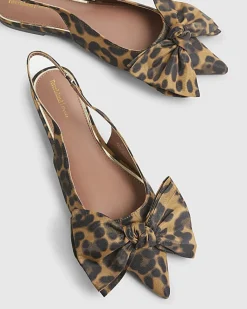 Brown Leopard Bow Slingback Flats