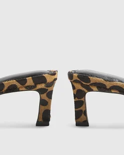 Brown Leopard Print Toe Thong Mule Sandals