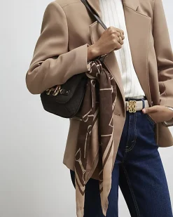 Brown Lightweight Monogram Print Scarf