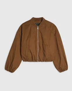 Brown Long Sleeve Bomber Jacket