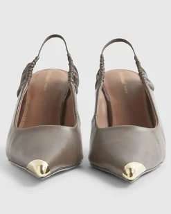 Brown Metal Toe Cap Court Shoes