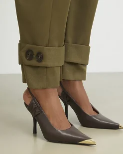 Brown Metal Toe Cap Court Shoes