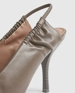 Brown Metal Toe Cap Court Shoes