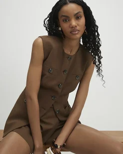Brown Military Nipped Waistcoat
