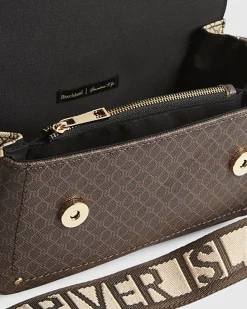 Brown Monogram Print Cross Body Bag