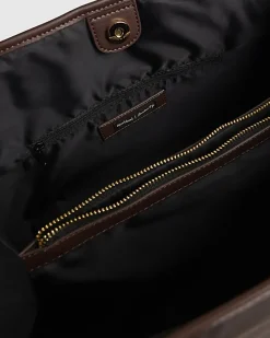 Brown Nylon Buckle Handle Shopper Bag