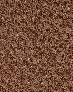 Brown Open Stitch Knitted T-Shirt