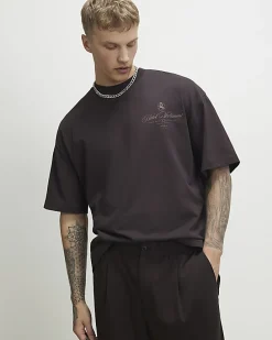 Brown Oversized Fit Lightweight Print T-shirt
