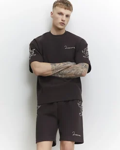Brown Oversized Fit Luminis Roping T-Shirt