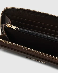 Brown Patent Embossed Monogram Purse