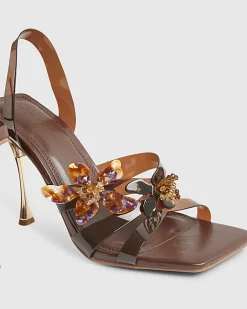 Brown Perspex Flower Heels