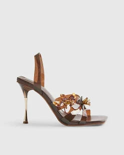 Brown Perspex Flower Heels
