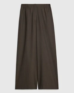 Brown Pinstripe Wide Leg Trousers