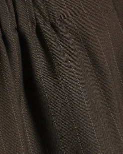 Brown Pinstripe Wide Leg Trousers
