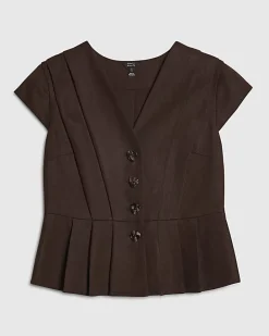 Brown Pleat Detail Top