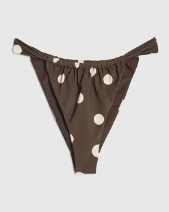 Brown Polka Dot Print Bikini Bottoms
