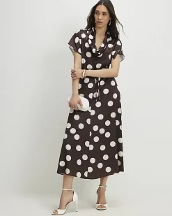 Brown Polka Dot Slip Dress