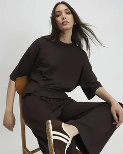 Brown Premium Short Sleeve Tuck Side Top