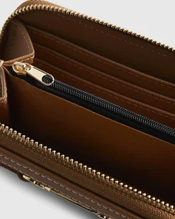 Brown Raffia Monogram Purse
