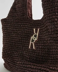 Brown Raffia Shopper Bag